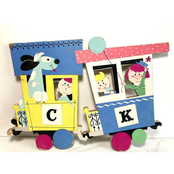 Dolly Toy Co. Nursery Train Wall Hanging Cardboard Heavy Thick set of 4 - Picture 3 of 12
